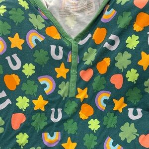 Little Sleepies Green Shirt with Colorful Patterns